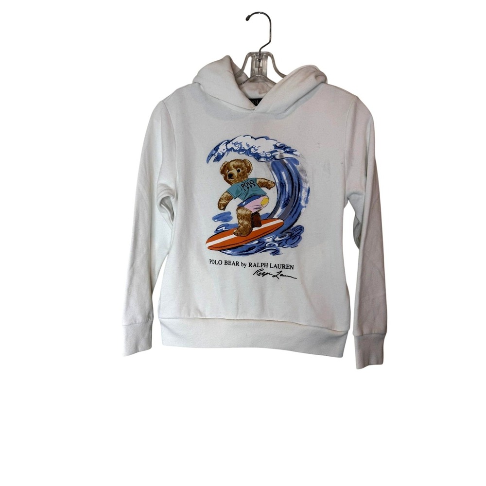 Polo Ralph Lauren Hoodie Youth Medium Surfing‎ Bear Pullover Sweatshirt Kids